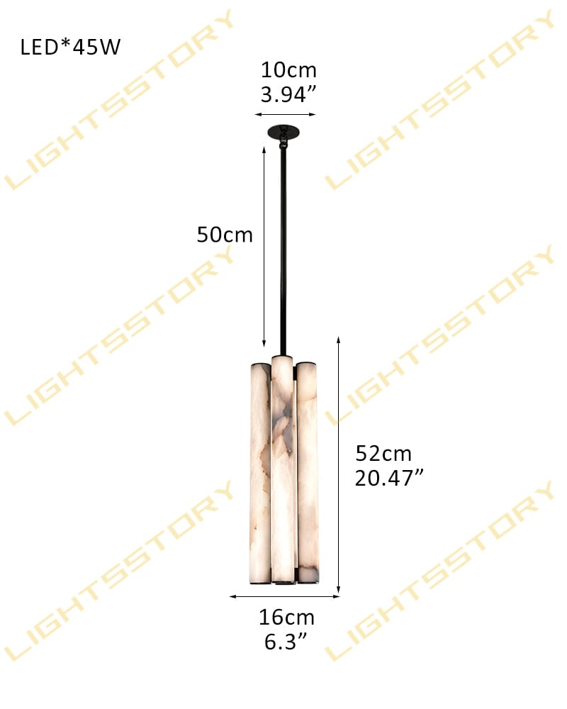 Capri Series Geometric Pendant Light | Cylindrical Solid Natural Marble with Copper Accents, Natural Copper Oxidation for Modern Kitchen Islands and Dining Areas 4-light-D16*H52CM D6.3"*H20.47" Black Modern Pendant lamp