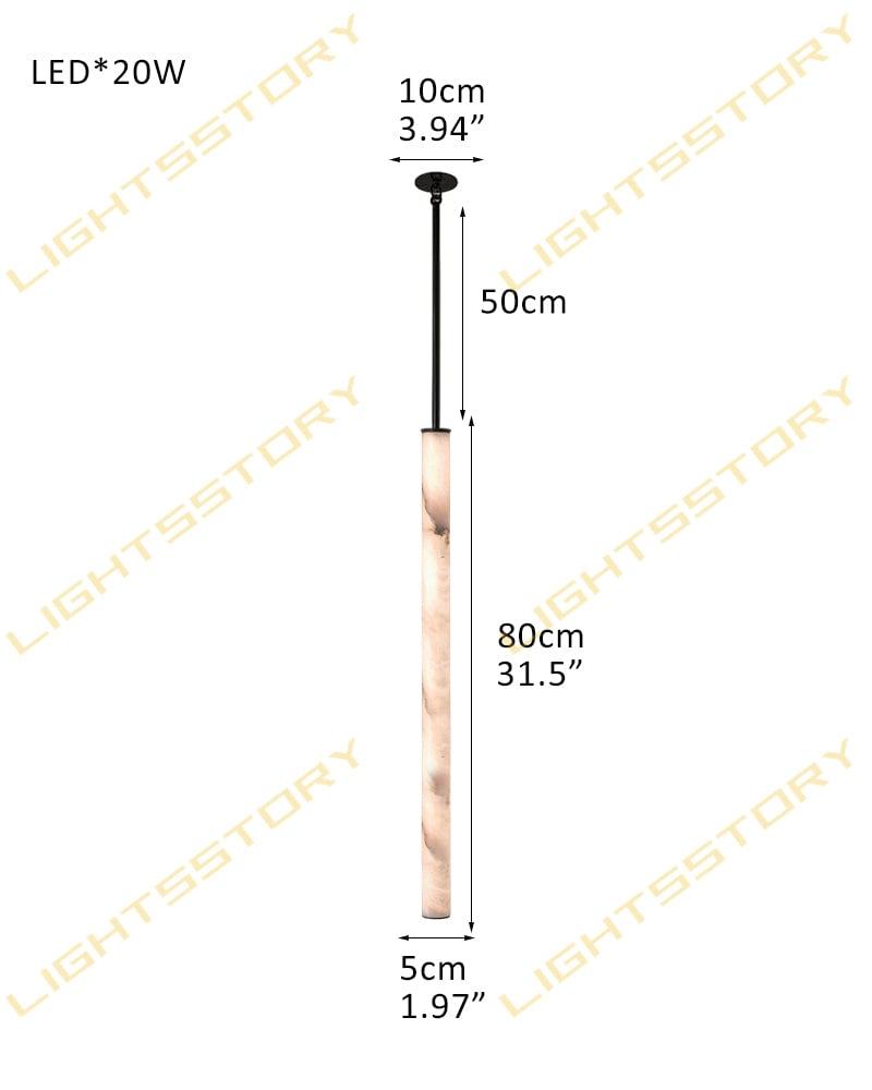 Capri Series Geometric Pendant Light | Cylindrical Solid Natural Marble with Copper Accents, Natural Copper Oxidation for Modern Kitchen Islands and Dining Areas 1-light-D5*H80CM D1.97"*H31.5" Black Modern Pendant lamp
