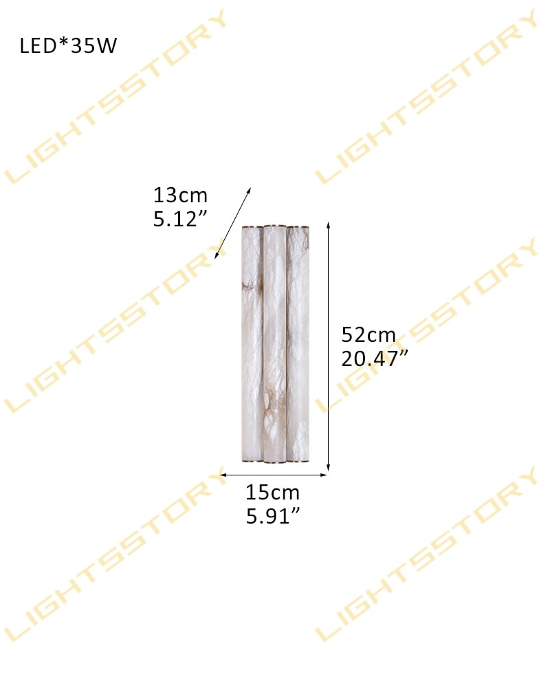 Capri Series Geometric Wall Sconce | Cylindrical Linear Hand-carved Natural Marble, Brass and Black Metal for Hallways, Dining Areas, and Living Spaces D15*H52CM D5.91"*H20.47" Brass + White Flush Mounted Wall Sconce Lamp