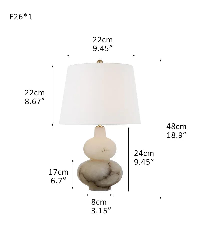 Ciccio Series Geometric Table Lamp | Drum Silhouette Natural Alabaster and Brass, Polished Brass finish for Living rooms, bedrooms, and home offices A-L30*H47CM L11.8"*H18.5" White + Brass Vintage table lamp