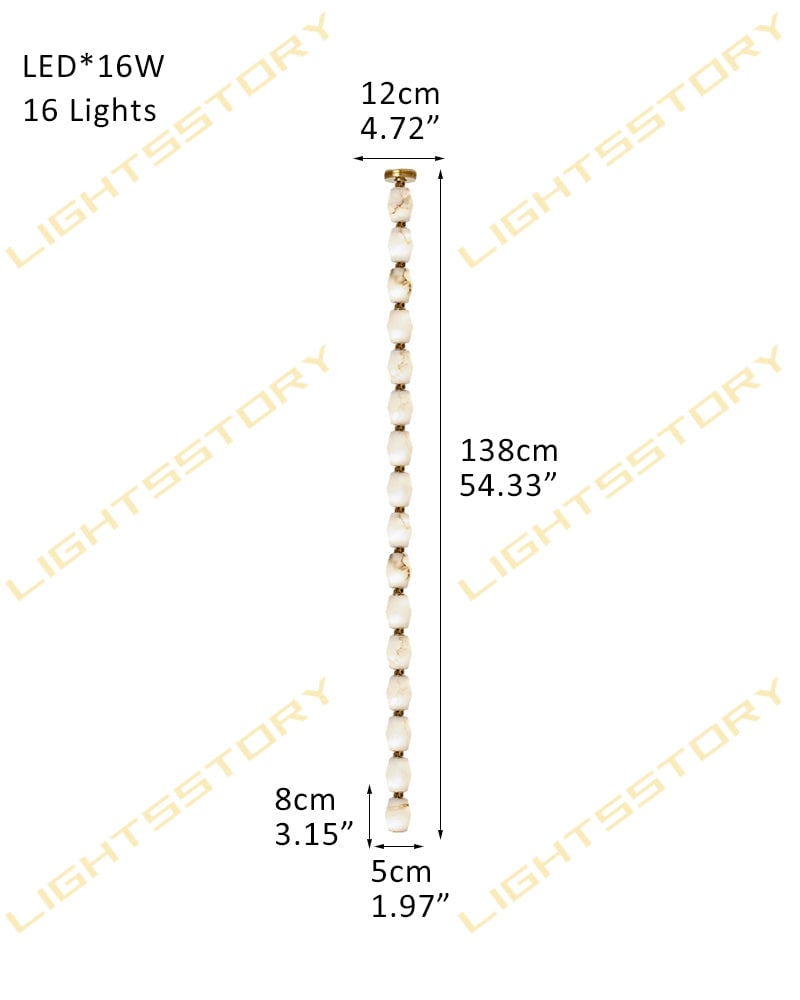 Clairval Series Geometric Chandelier | Linear LED Solid Brass Connectors and Integrated LED Modules, Natural Brass finish for Kitchen Islands and Dining Rooms 16-light-D5*H138CM D1.97"*H54.33" Brass American chandelier
