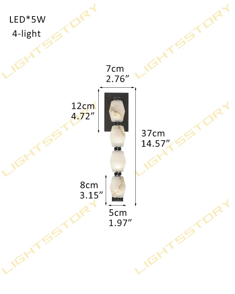 Clairval Series Geometric Wall Light | Multi Alabaster Globes Natural Alabaster and Solid Brass, Aged Brass and Black Framework for Modern Living Rooms and Hallways 4-light-D7*H37CM D2.76"*H14.57" Black Flush Mounted Wall Sconce Lamp