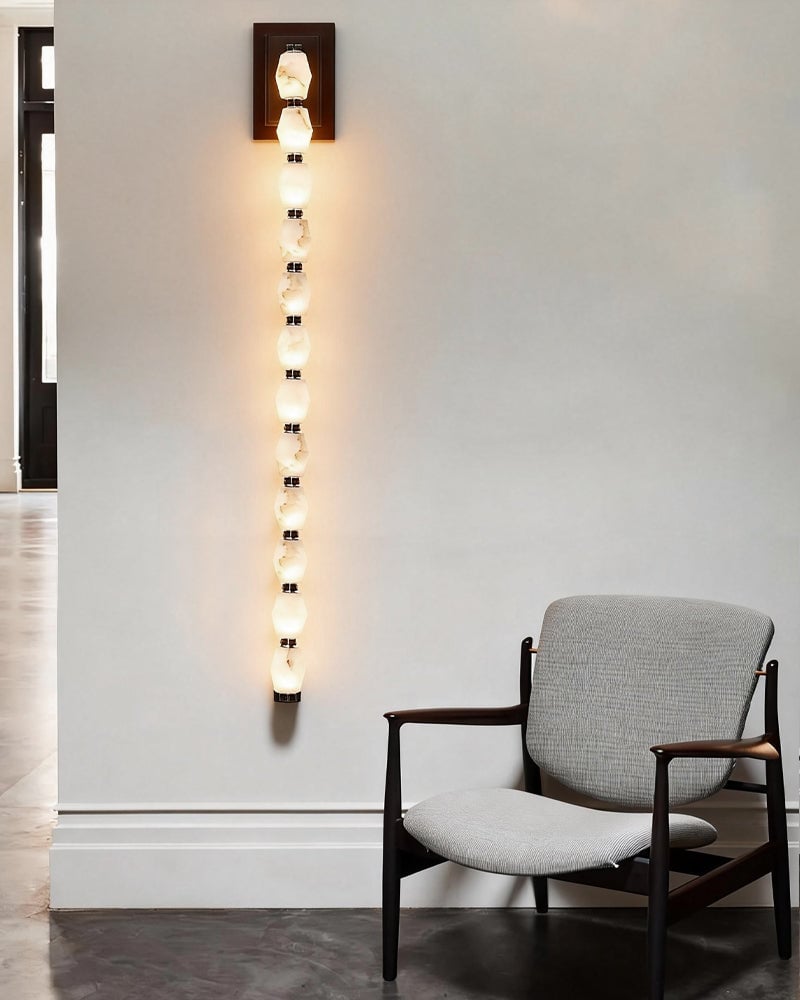 Clairval Series Geometric Wall Light | Multi Alabaster Globes Natural Alabaster and Solid Brass, Aged Brass and Black Framework for Modern Living Rooms and Hallways Flush Mounted Wall Sconce Lamp