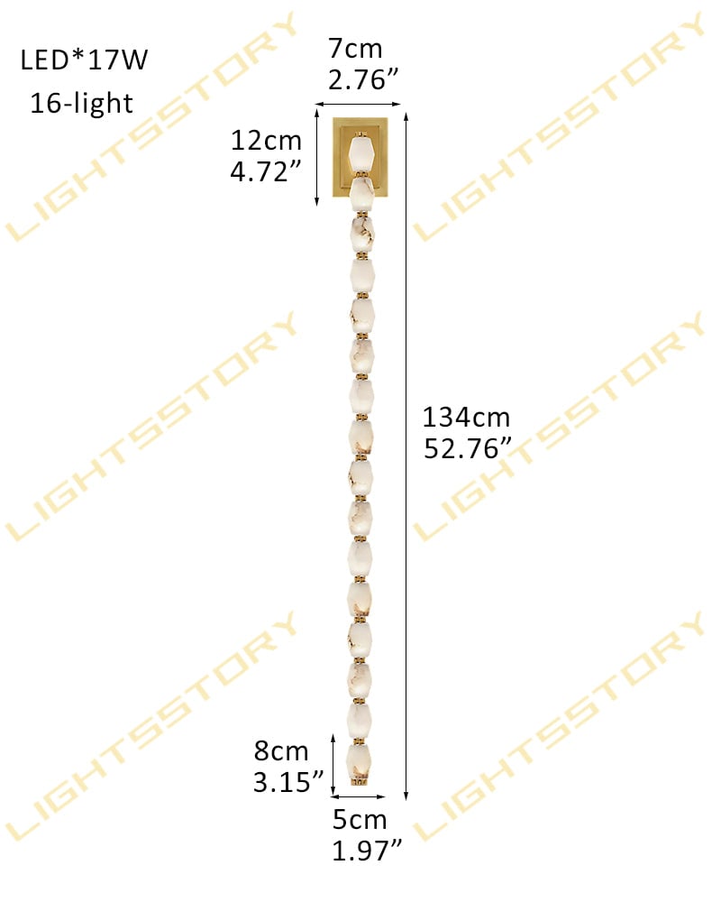 Clairval Series Geometric Wall Light | Multi Alabaster Globes Natural Alabaster and Solid Brass, Aged Brass and Black Framework for Modern Living Rooms and Hallways 16-light-D5*H134CM D1.97"*H52.76" Brass Flush Mounted Wall Sconce Lamp