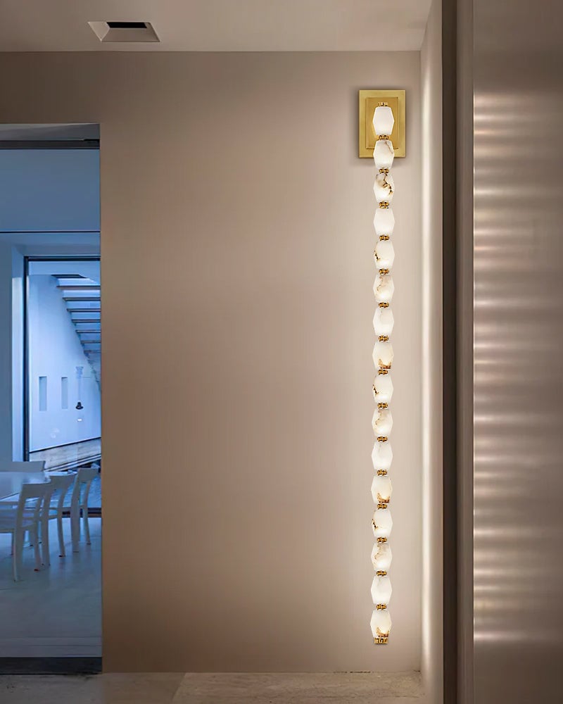 Clairval Series Geometric Wall Light | Multi Alabaster Globes Natural Alabaster and Solid Brass, Aged Brass and Black Framework for Modern Living Rooms and Hallways Flush Mounted Wall Sconce Lamp
