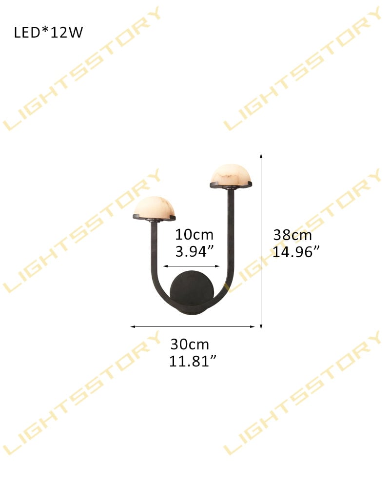 Comporta Series Geometric Wall Sconce | Sculptural Two-Tier Hand-Carved Natural Alabaster, Brass and Black finish for Living Rooms, Hallways, and Bedside Suites 2-light-D30*H38CM D11.81"*H14.96"-A Black Flush Mounted Wall Sconce Lamp