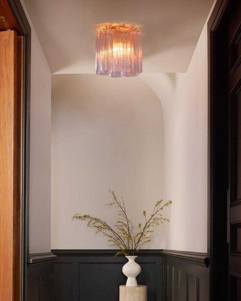 Cortina Series Ethereal Ceiling Light | Star-Shaped Hand-blown authentic Murano glass tubes, Elegant gold accents for Living Rooms and Entryways Modern Ceiling lamp