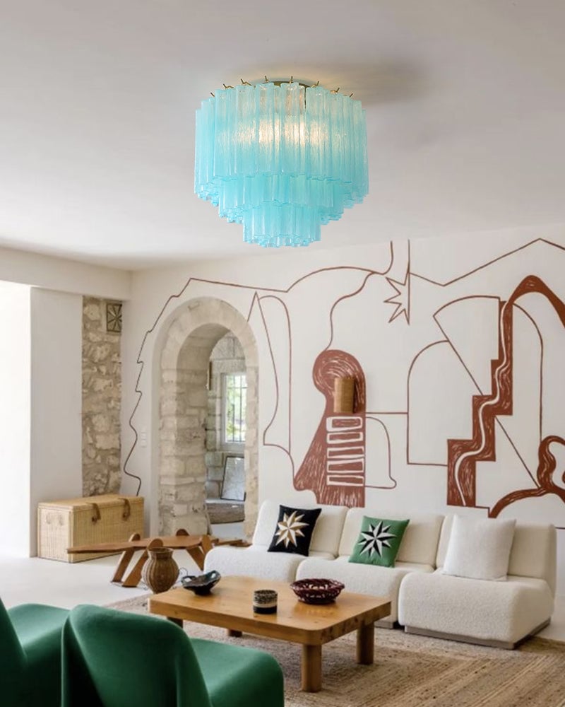 Cortina Series Ethereal Ceiling Light | Star-Shaped Hand-blown authentic Murano glass tubes, Elegant gold accents for Living Rooms and Entryways Modern Ceiling lamp