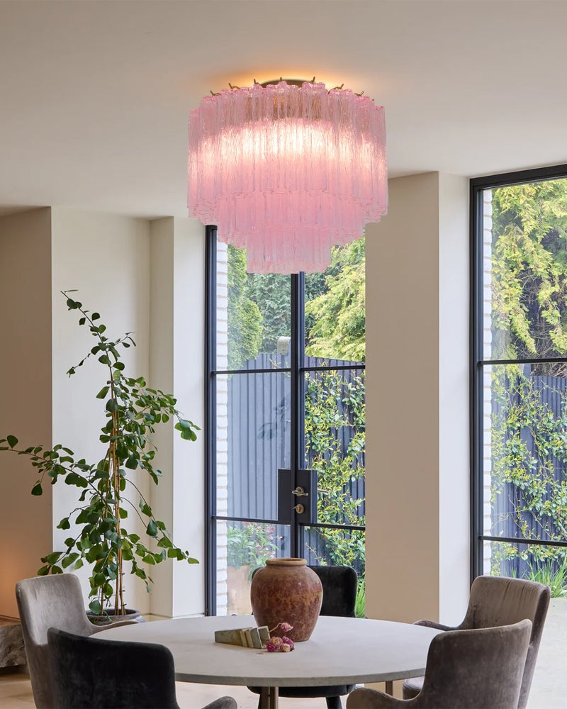 Cortina Series Ethereal Ceiling Light | Star-Shaped Hand-blown authentic Murano glass tubes, Elegant gold accents for Living Rooms and Entryways Modern Ceiling lamp