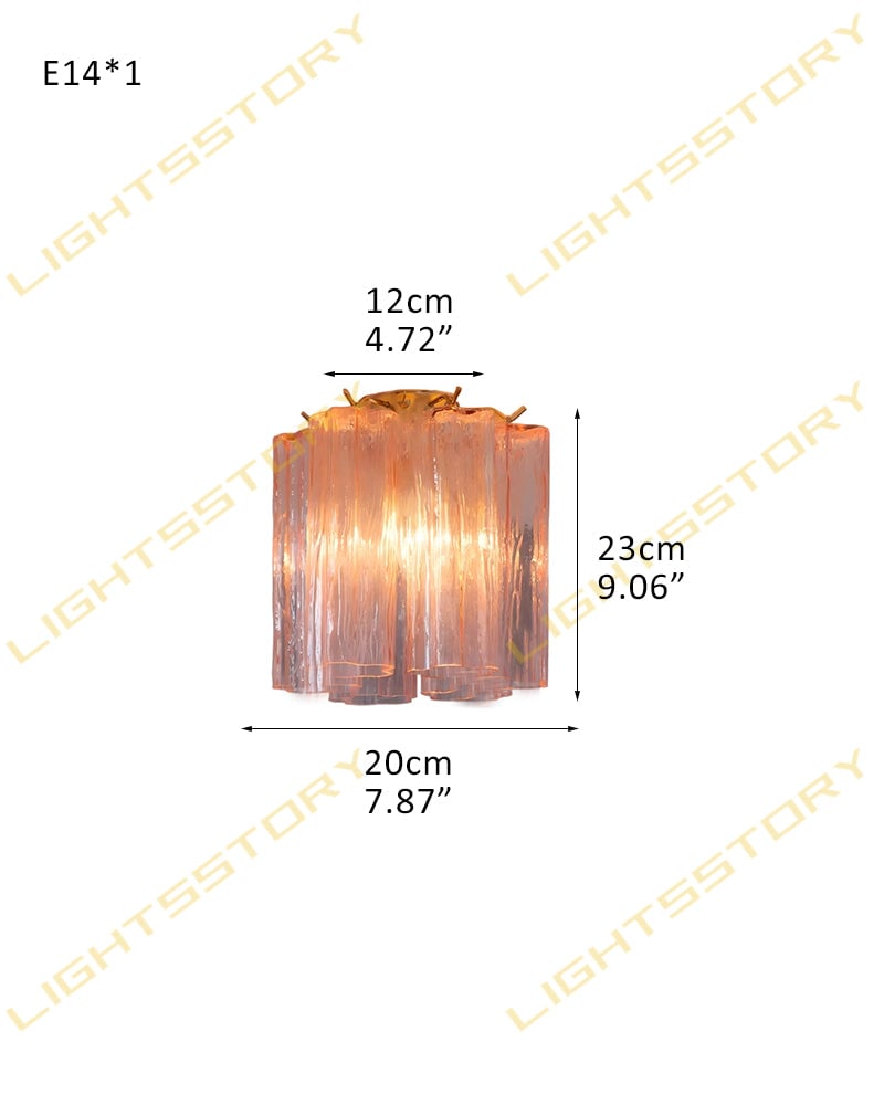 Cortina Series Ethereal Ceiling Light | Star-Shaped Hand-blown authentic Murano glass tubes, Elegant gold accents for Living Rooms and Entryways 1 light -D20*H23CM D7.87"*H9.06"(6 tubes) Gold + Pink Glass Modern Ceiling lamp