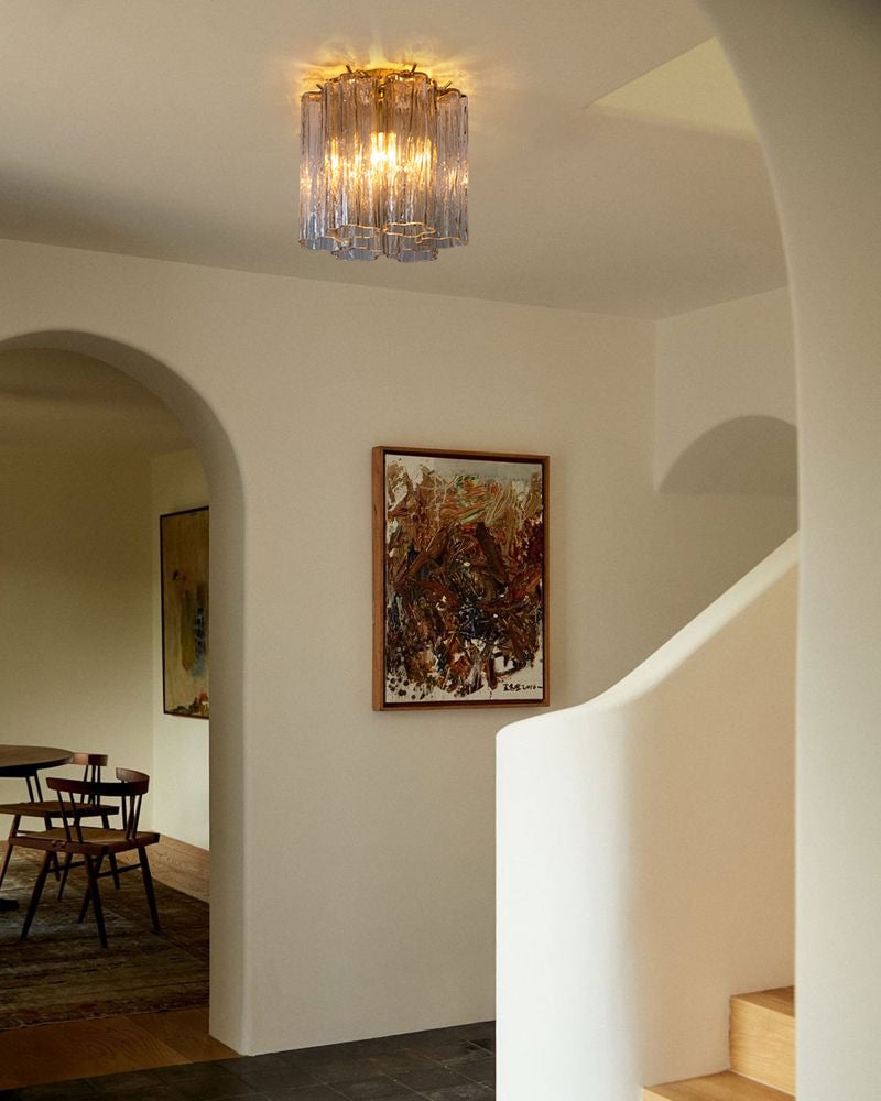 Cortina Series Ethereal Ceiling Light | Star-Shaped Hand-blown authentic Murano glass tubes, Elegant gold accents for Living Rooms and Entryways Modern Ceiling lamp