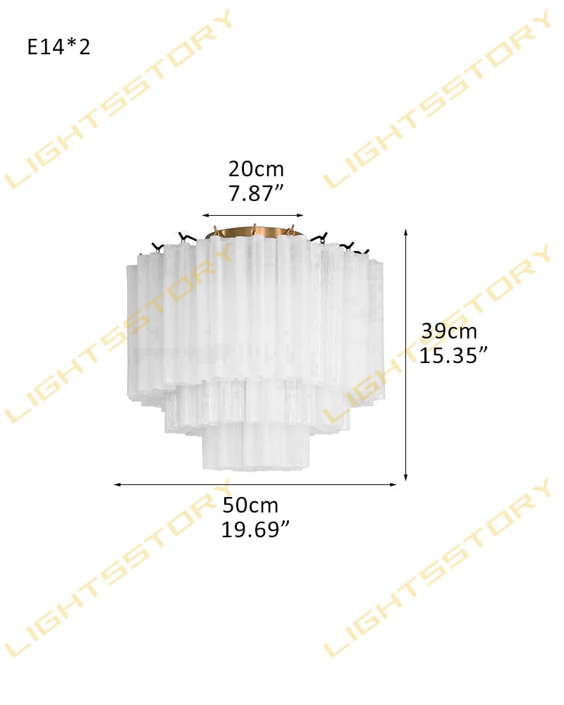 Cortina Series Geometric Flush Mount Ceiling Lamp | Star-Shaped Hand-blown authentic Murano glass tubes, Elegant gold accents for Dining Rooms and Living Areas 2 light -D50*H39CM D19.69"*H15.35"(18 tubes) Gold + White Glass Modern Ceiling lamp