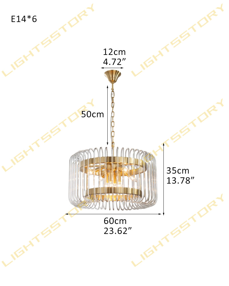 Solstice Aura Fluted Glass Round Drum Pendant Light - Lux Gold Trim - Living Rooms & Dining Rooms