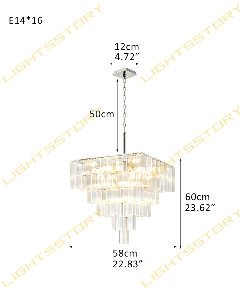 Parisian Cascading Waterfall Crystal Ghiaccio Prism Chandelier - Textured Glass, Lux Gold Trim - Living Rooms, Bedrooms, Dining Rooms