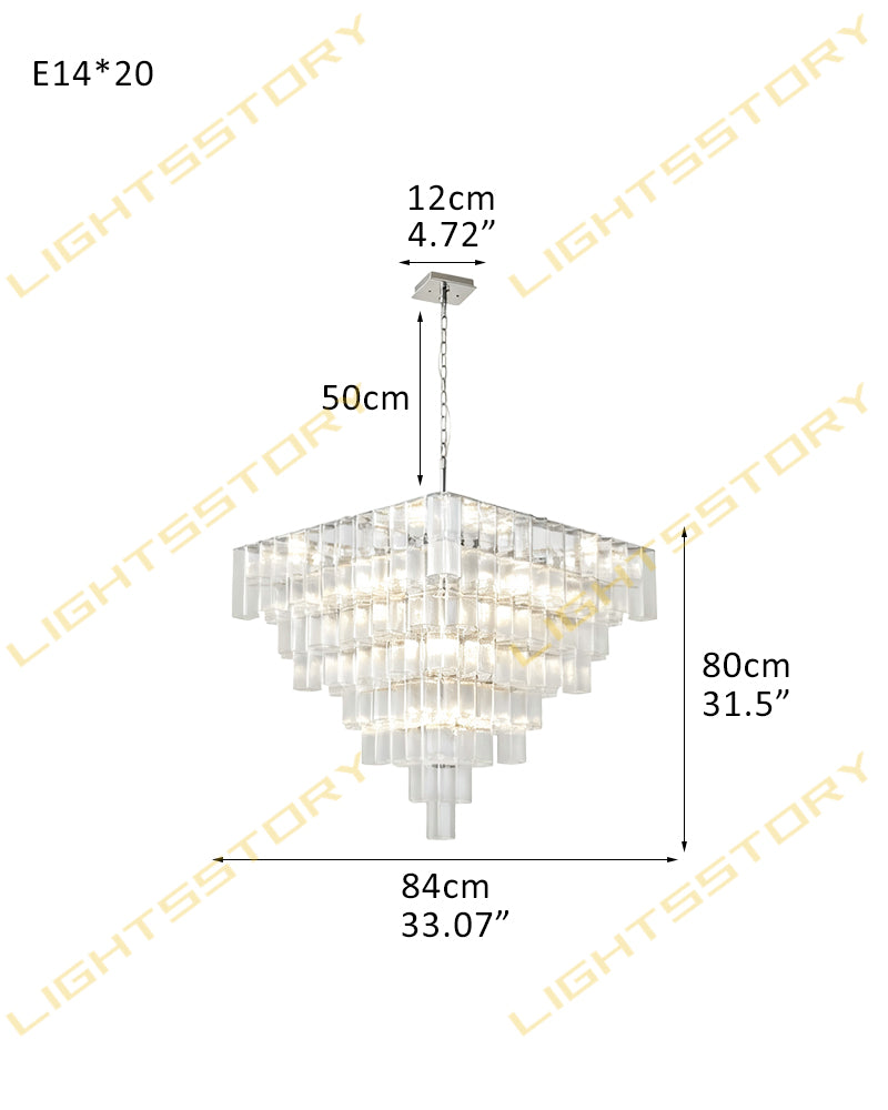 Parisian Cascading Waterfall Crystal Ghiaccio Prism Chandelier - Textured Glass, Lux Gold Trim - Living Rooms, Bedrooms, Dining Rooms