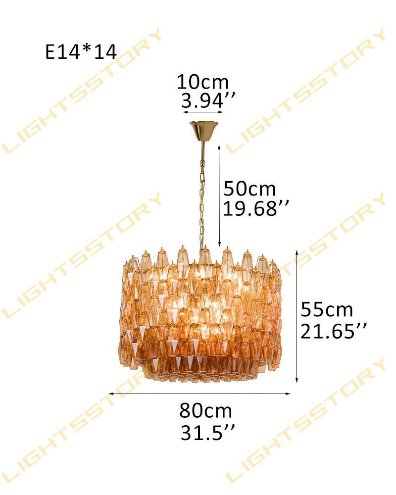 Modern Murano Hand Blown Glass Tier Drum Chandelier for Dining Room