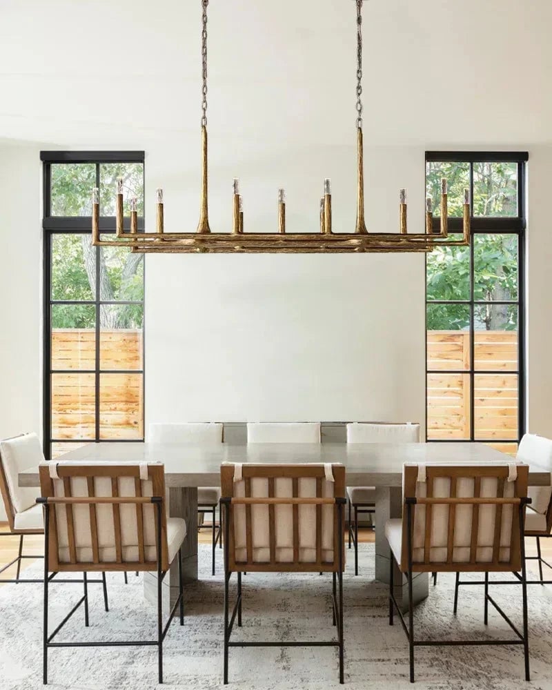 Elmsworth Series Architectural Chandelier | Tapered Silhouette Hand-Hammered Forged Brass & Iron, Warm Brushed Copper & Matte Black for Living Rooms and Dining Areas American Vintage chandelier lamp