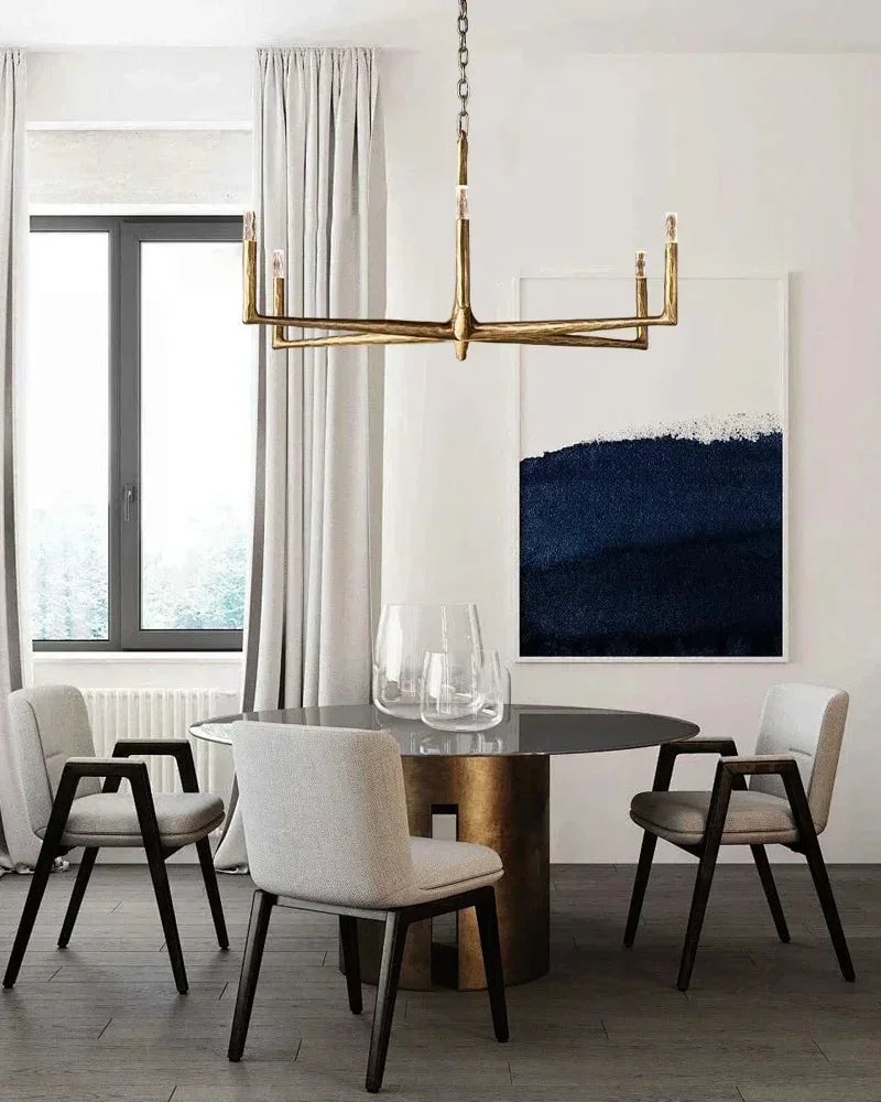Elmsworth Series Architectural Chandelier | Tapered Silhouette Hand-Hammered Forged Brass & Iron, Warm Brushed Copper & Matte Black for Living Rooms and Dining Areas American Vintage chandelier lamp