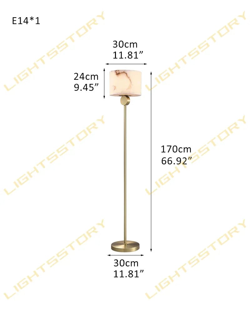 Etruscan Series Interior Design Floor Lamp | Adjustable Metal Pole Natural Alabaster and Adjustable Metal, Black and Brass finish for Bedside tables and living room corners D30*H170CM D11.81"*H66.93" Brass American standing floor lamp