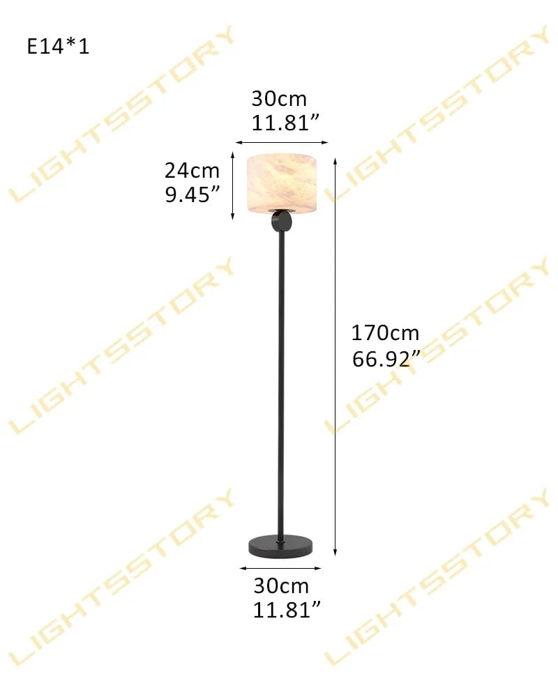 Etruscan Series Interior Design Floor Lamp | Adjustable Metal Pole Natural Alabaster and Adjustable Metal, Black and Brass finish for Bedside tables and living room corners D30*H170CM D11.81"*H66.93" Black American standing floor lamp