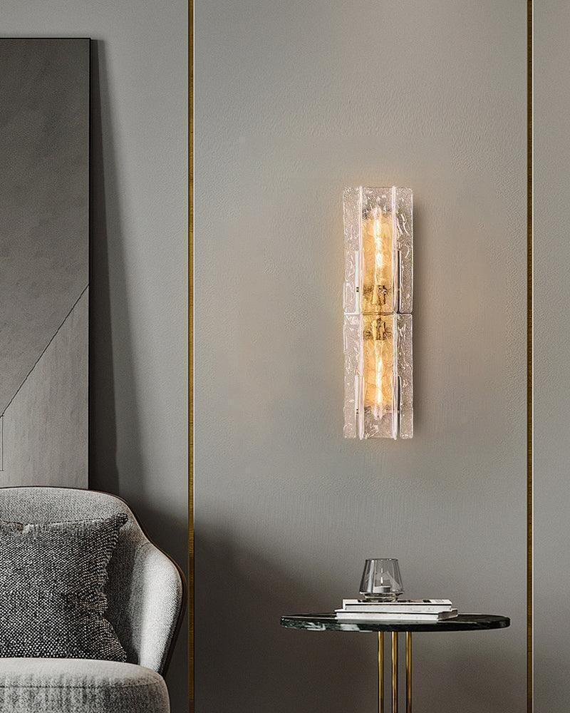 Gordes Series Architectural Chandelier | Rectangular Lattice Clear and smoky corrugated glass with brass and black metal, Brass and Black Metal finish for Dining areas, entryways, and lofts American Vintage chandelier lamp