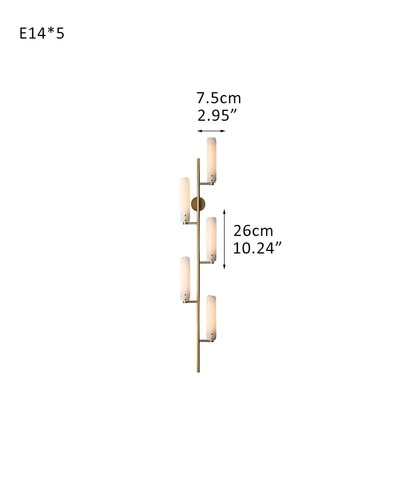 Knightsbridge Series Geometric Flush Mount | Circular Solid brass and frosted soda-lime glass, Lacquered Burnished Brass for Entryways, bedrooms, and living areas Fifth-D7.5*H26CM D2.95*H10.24" White + Brass Modern Art Design Wall Lamp