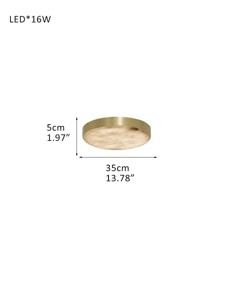 Knokke Series Geometric Ceiling Mount Light | Dome Hand-honed stone disc with organic striations, Solid satin brass for Living rooms, bedrooms, and hallways M-D35*H5CM D13.78"*H1.97" Brass Modern Ceiling lamp