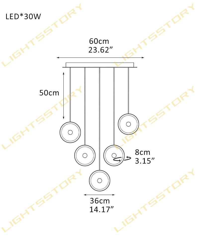 Lausanne Disc Geometric Alabaster Chandelier. Hand-Selected Natural Stone. Sleek metal finish for Kitchen Islands, Entryways, and Dining Rooms 5 light-D36*H8CM D14.17"*H3.15"-L Modern Pendant lamp