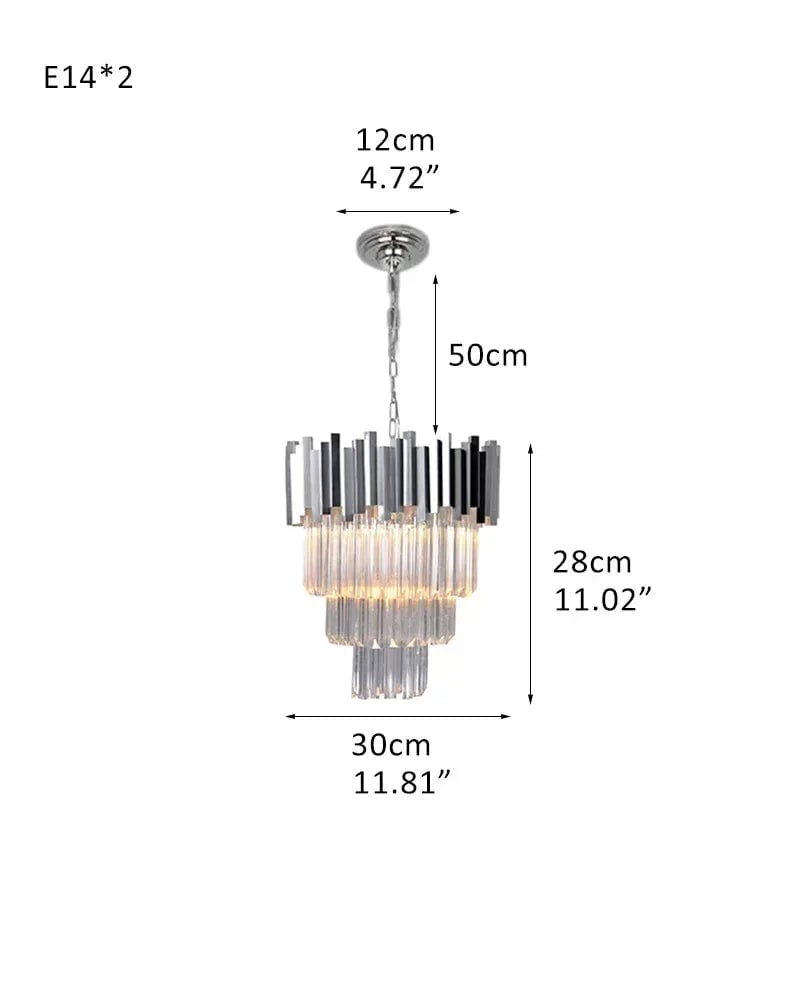 LightsStory Series Cascading Chandelier | Drum Frame Cascading Crystal Gold stainless steel drum frame with hand-strung clear crystals, Premium Gold finish for Grand Foyers, Lobbies, and Dining Rooms D30*H28CM D11.81“*H11.02" Silver Luxury Modern Chandelier