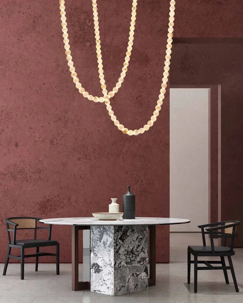 LightsStory Series Ethereal Chandelier | Cluster Alabaster Globes Natural stone and seamless brass, Seamless Brass finish for Entryways and dining rooms Modern Pendant lamp