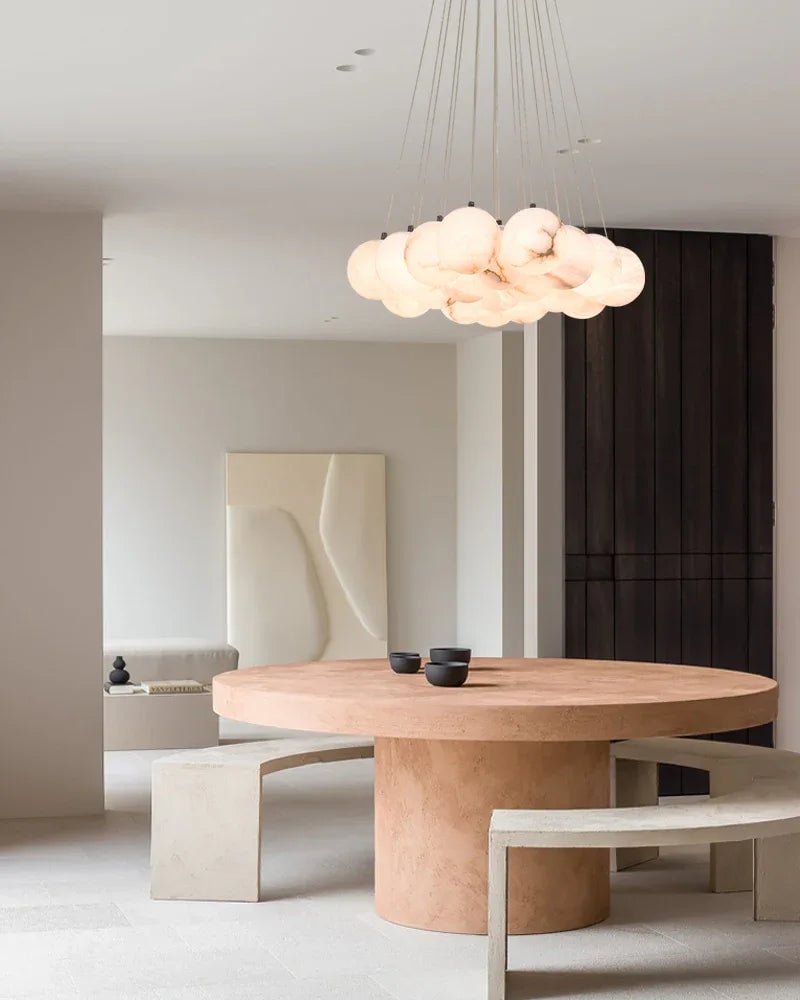 LightsStory Series Ethereal Chandelier | Cluster Globe Frosted Alabaster Globes with Marble-Finish Frame, Matte Marble-Finish for High Ceiling Entrances and Dining Spaces American Vintage chandelier lamp