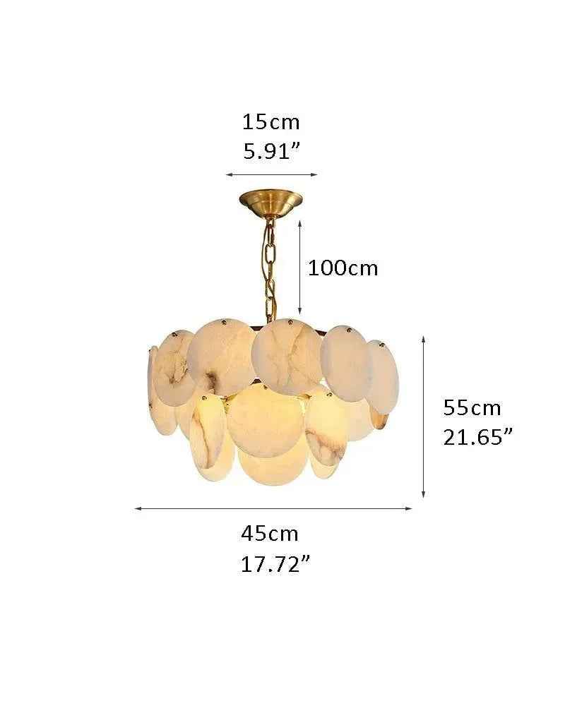 LightsStory Series Ethereal Chandelier | Multi-Tier Alabaster Hand-Carved Spanish White Alabaster, Lacquer Brass for Grand Foyers and Dining Rooms 2 Tier-D45*H55CM D17.72*H21.65" White + Brass Modern Pendant lamp
