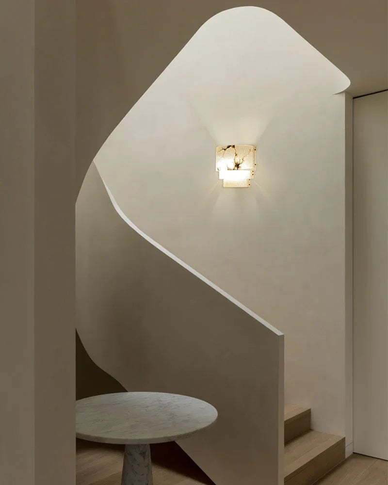 LightsStory Series Ethereal Chandelier | Triple Tier Alabaster Hand-carved natural alabaster with unique veining, Golden brass accents for Sophisticated dining rooms and cozy living spaces Modern Pendant lamp