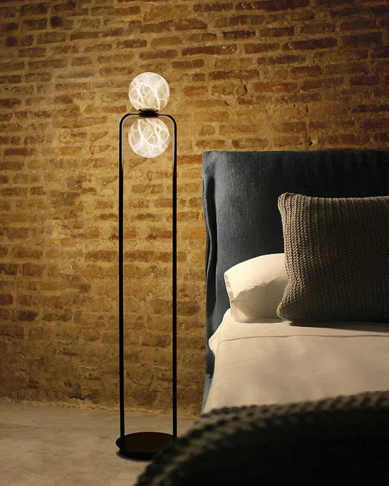LightsStory Series Ethereal Floor Lamp | Adjustable Cluster Hand-Carved Natural Alabaster, Antique Black Iron for Living Rooms and Reading Nooks Modern Art Design Floor Lamp