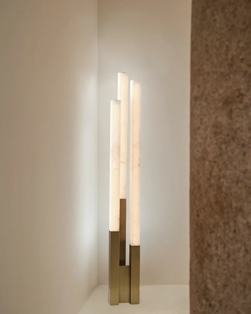 LightsStory Series Ethereal Floor Lamp | Soft Glow Alabaster Genuine Hand-Carved Alabaster, Sturdy Metal Base for Living Rooms, Bedrooms, and Entryways Modern Art Design Floor Lamp