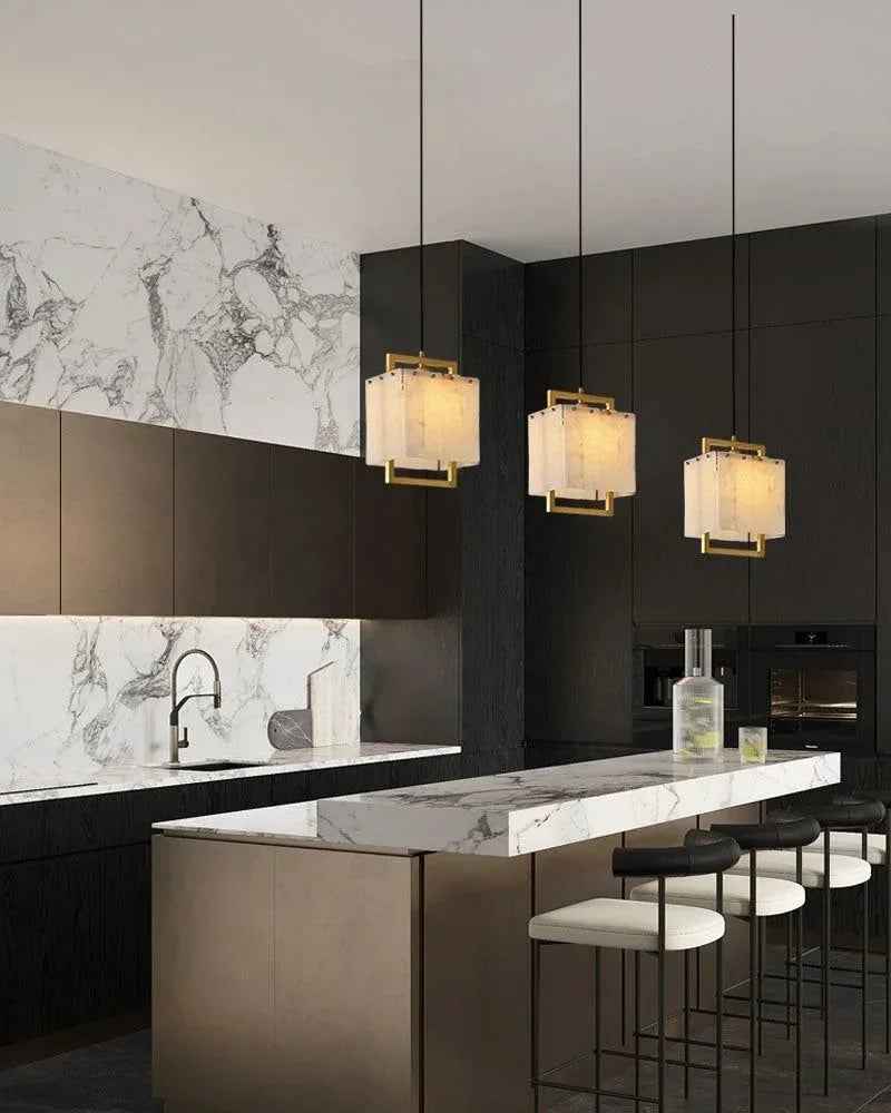 LightsStory Series Ethereal Pendant Light | Cluster Suspension Hand-polished marble and alabaster with brass details, Premium Gold Framework for Lobbies, Hotels, and Mansions Modern Pendant lamp
