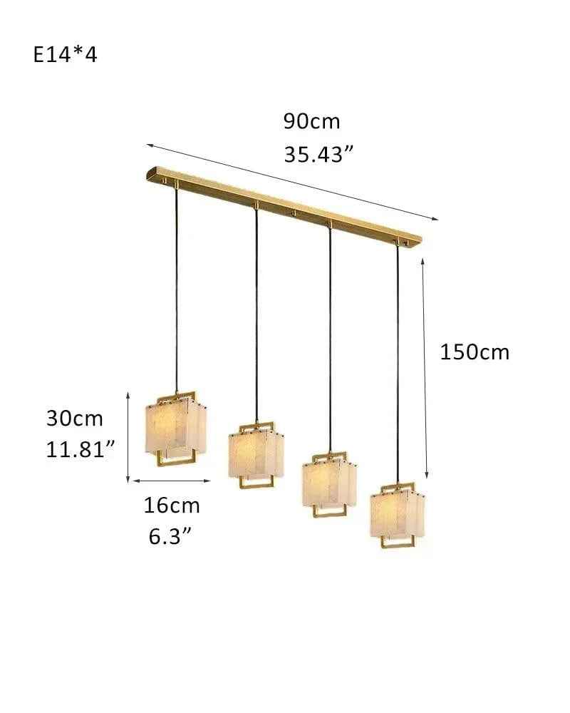 LightsStory Series Ethereal Pendant Light | Cluster Suspension Hand-polished marble and alabaster with brass details, Rubbed Brass finish for Lobbies, hotels, and mansions 4-Light-D16*H30CM D6.3*H11.81" White + Gold Modern Pendant lamp