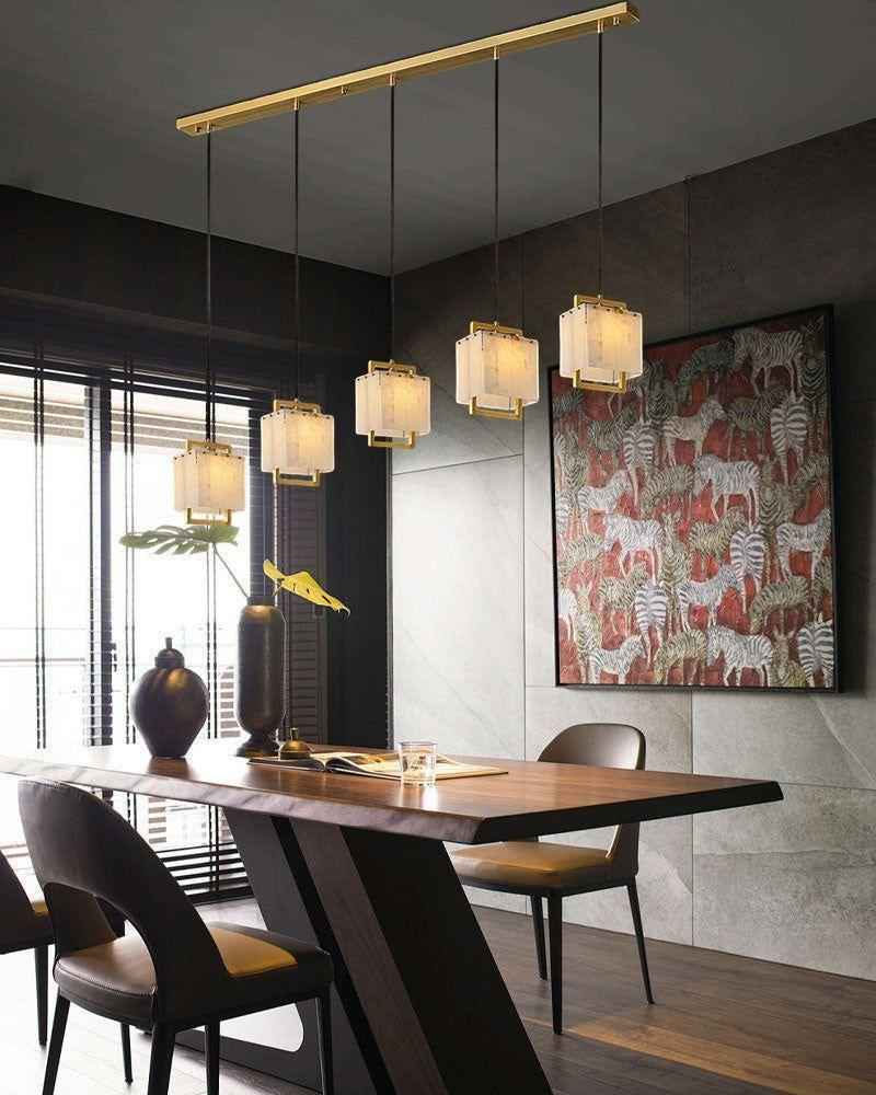 LightsStory Series Ethereal Pendant Light | Cluster Suspension Hand-polished marble and alabaster with copper and brass, Polished Brass for Grand Lobbies, Hotels, and Mansions Modern Pendant lamp