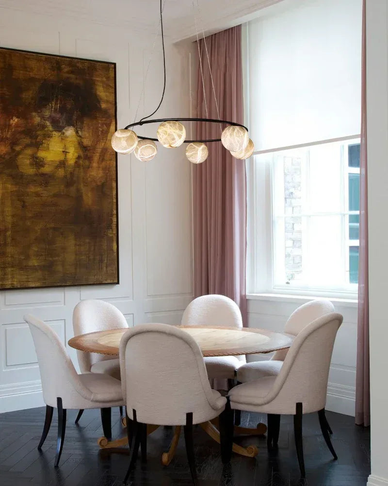 LightsStory Series Ethereal Pendant Light | Double Alabaster Globes Hand-Carved Natural Alabaster Stone, Lacquered Burnished Brass and Antique Black for Modern Dining Rooms and Entryways Modern Pendant lamp