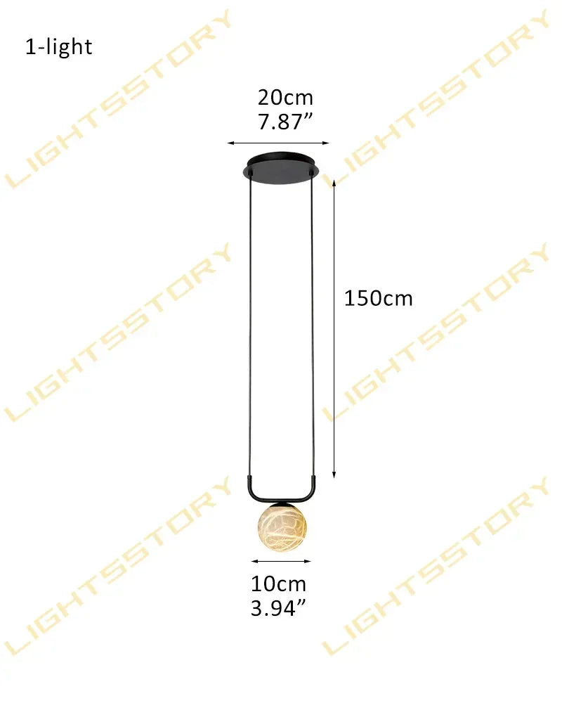LightsStory Series Ethereal Pendant Light | Double Alabaster Globes Hand-Carved Natural Alabaster Stone, Lacquered Burnished Brass and Antique Black for Modern Dining Rooms and Entryways 1-light-D10cm D3.94"-Pendant Black Modern Pendant lamp