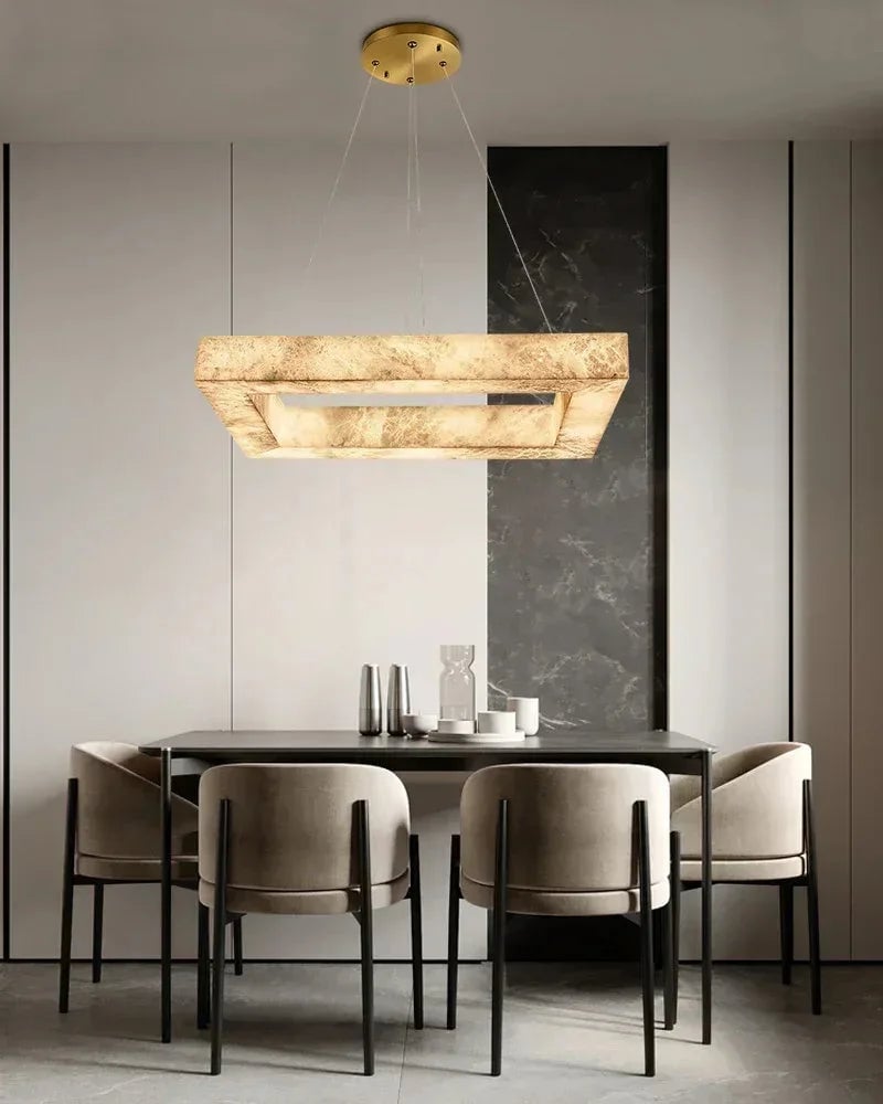 LightsStory Series Ethereal Pendant Light | Double/Triple Layered Solid Alabaster and Iron, Refined Metalwork for Kitchen Islands and Luxe Dining Spaces American Vintage chandelier lamp