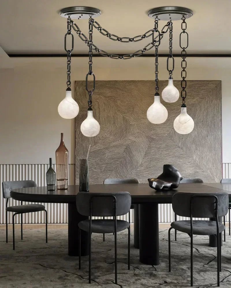 LightsStory Series Ethereal Pendant Light | Globe Genuine handblown alabaster, Brushed nickel and antique brass for Kitchen islands, bars, and entryways American chandelier