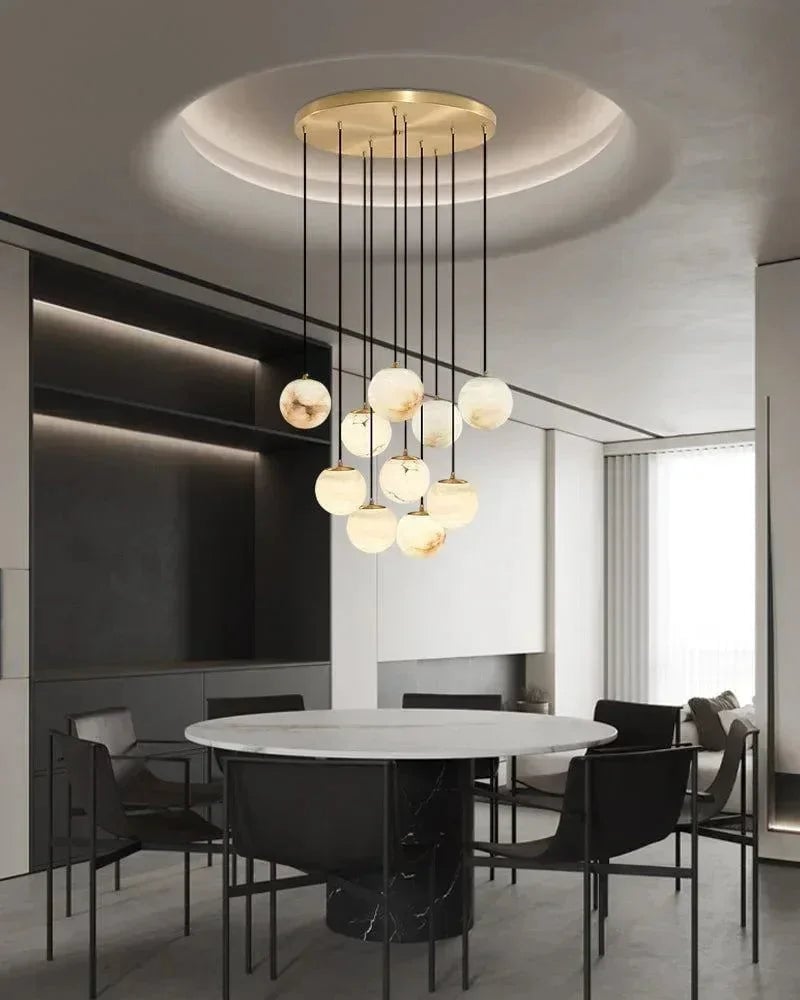 LightsStory Series Ethereal Pendant Light | Globe Handcrafted Spanish Alabaster, Brass finish for Kitchen Islands, Staircases, and Living Rooms Modern Pendant lamp