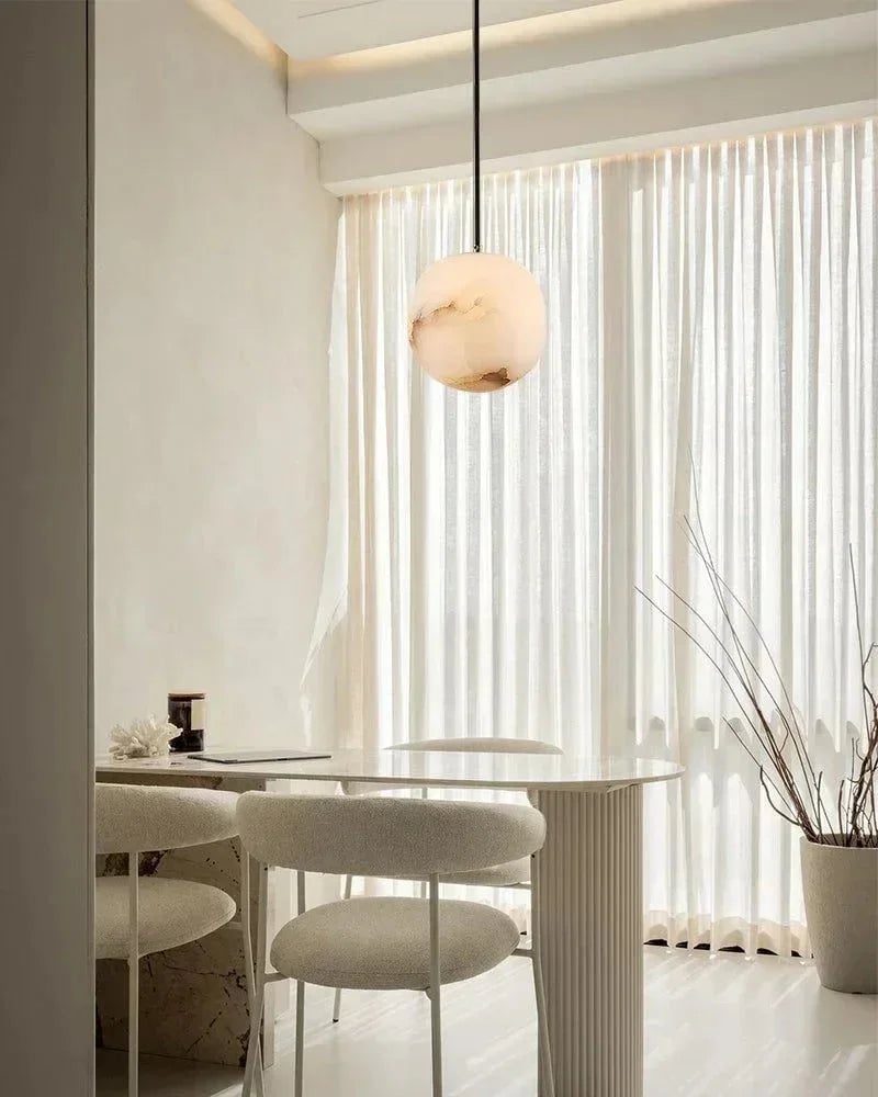 LightsStory Series Ethereal Pendant Light | Globe Handcrafted Spanish Alabaster, Brass finish for Kitchen Islands, Staircases, and Living Rooms Modern Pendant lamp