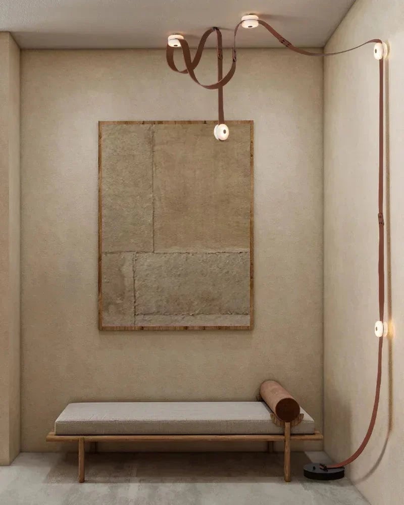 LightsStory Series Ethereal Pendant Light | Modular Alabaster Handcrafted white alabaster with brown leather straps, Natural Alabaster and Leather for Modern Living Spaces and Rental Apartments Modern Pendant lamp