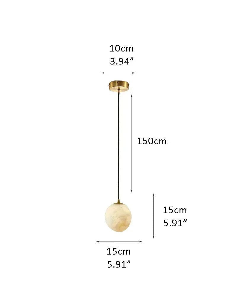 LightsStory Series Ethereal Pendant Light | Pebble-inspired Silhouette Hand-sculpted Natural Alabaster, Matte Translucent Finish for Kitchens and Dining Spaces C-D15*H15CM D5.91*H5.91" White + Gold Vintage Simple Pendant Lamp