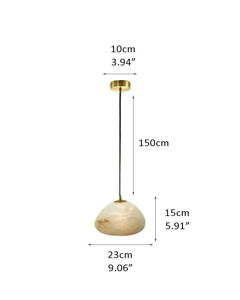 LightsStory Series Ethereal Pendant Light | Pebble-inspired Silhouette Hand-sculpted Natural Alabaster, Matte Translucent Finish for Kitchens and Dining Spaces A-D23*H15CM D9.06*H5.91" White + Gold Vintage Simple Pendant Lamp