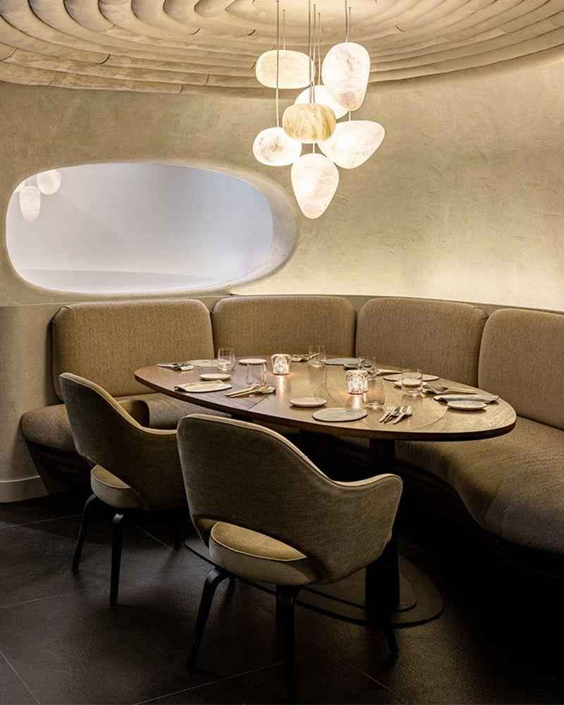 LightsStory Series Ethereal Pendant Light | Pebble-inspired Silhouette Hand-sculpted Natural Alabaster, Matte Translucent Finish for Kitchens and Dining Spaces Vintage Simple Pendant Lamp