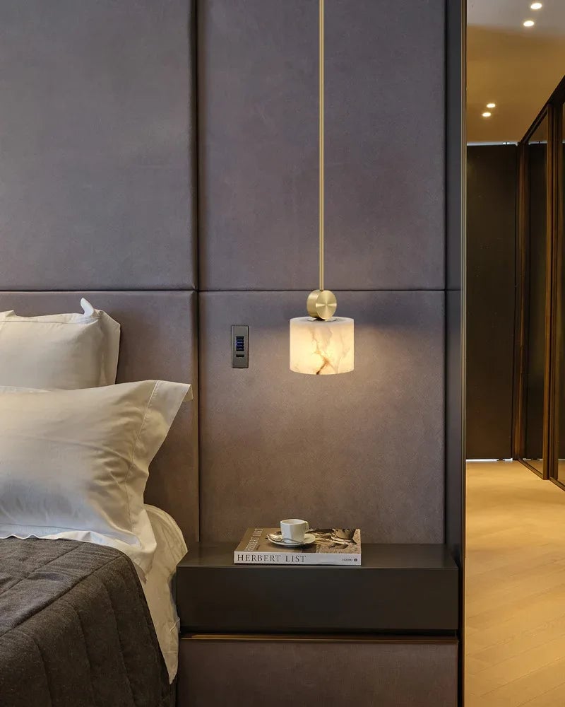 LightsStory Series Ethereal Pendant Light | Round Alabaster Soft Glowing Natural Alabaster Shade, Premium Stainless Steel finish for Dining Rooms, Bedrooms, and Living Rooms Modern Pendant lamp