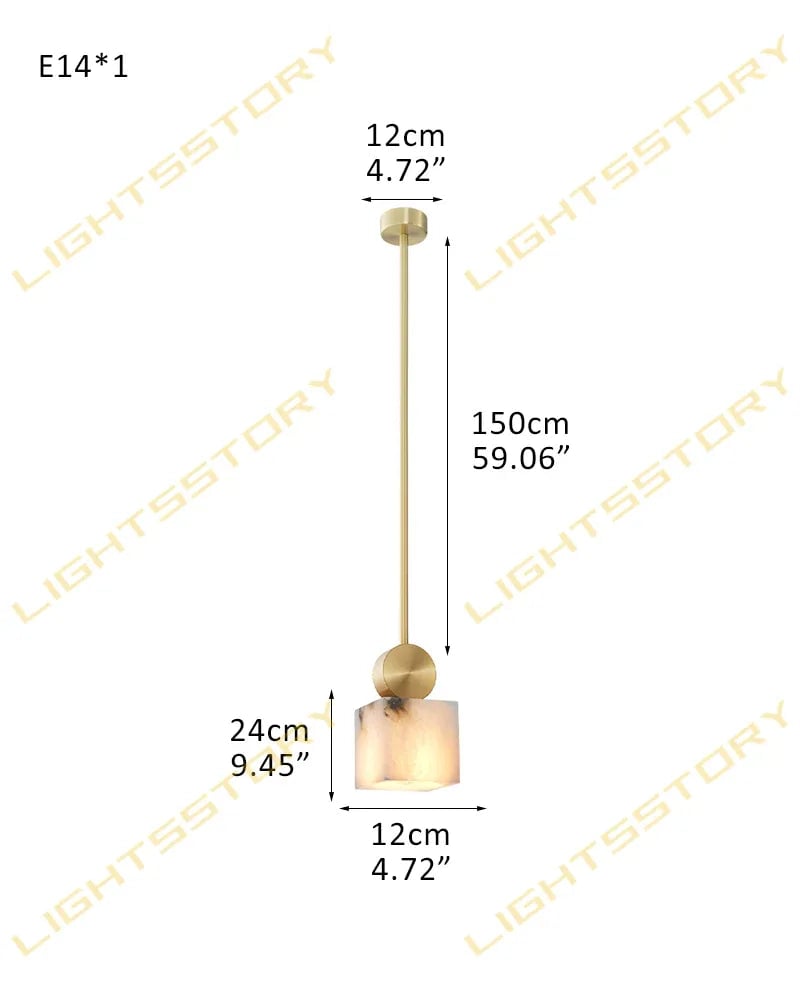 LightsStory Series Ethereal Pendant Light | Round Alabaster Soft Glowing Natural Alabaster Shade, Premium Stainless Steel finish for Dining Rooms, Bedrooms, and Living Rooms D12*W12*H24CM D4.72"*W4.72"*H9.45" Brass Modern Pendant lamp